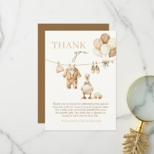 Carte De Remerciements Remerciement de Baby Shower Warm Beige Goose