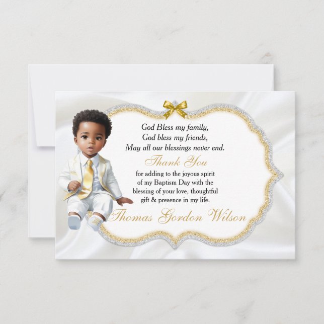 Carte De Remerciements Remerciement de baptême et de communion pour garço (Devant)