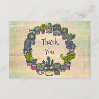 Carte De Remerciements Remerciement de Cactus Coloré