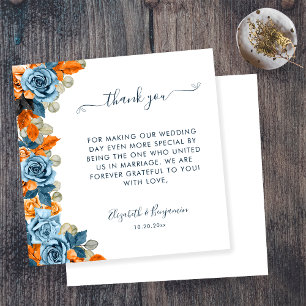Carte De Remerciements Remerciement de célébrant de mariage bleu marine e