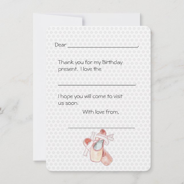 Carte De Remerciements Remerciement de danseuse Ballerine Enfants Note (Devant)