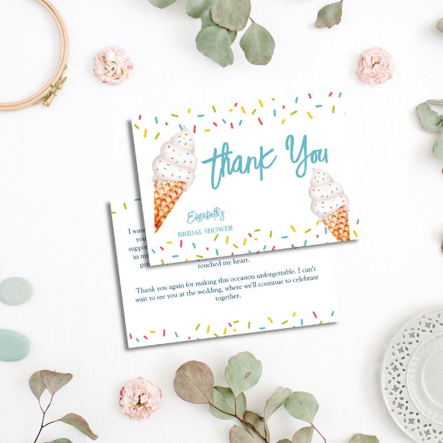 Carte De Remerciements Remerciement de fête de mariage avec glace prise e (She's been Scooped up ice cream bridal shower thank you cards)