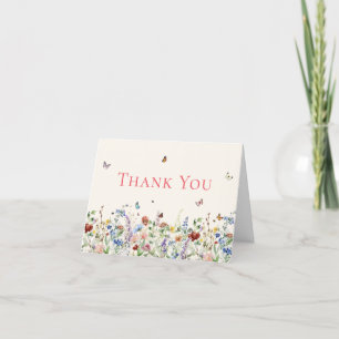 Carte De Remerciements Remerciement de Fête de Mariage Champêtre Fleur de
