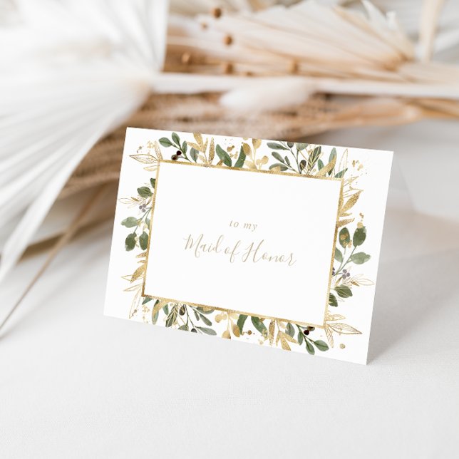 Carte De Remerciements Remerciement de fête de mariage de verdure d'or gé (Créateur téléchargé)