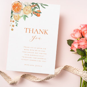 Carte De Remerciements Remerciement de Fête de Mariage Floral Citrus Aqua
