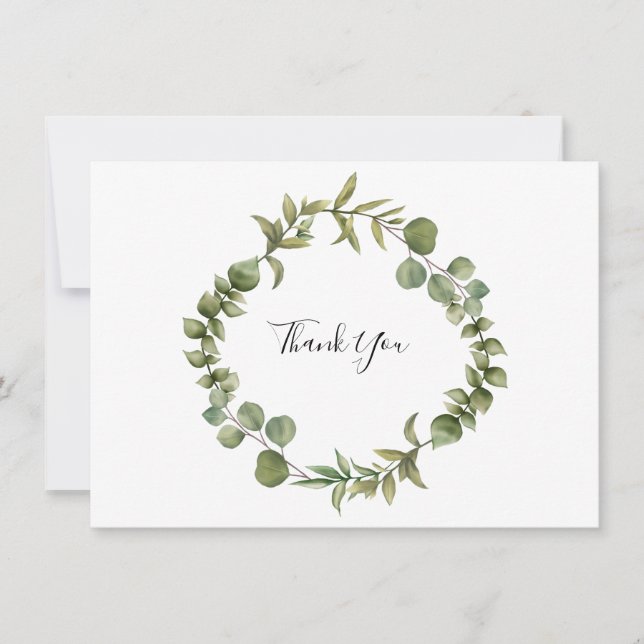 Carte De Remerciements Remerciement de feuillage d'eucalyptus de bois (Devant)