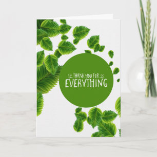 Carte De Remerciements Remerciement de feuilles vertes pour tout vierge