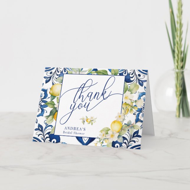 Carte De Remerciements Remerciement de Fiançailles au Citron Méditerranée (Devant)