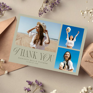 Carte De Remerciements Remerciement de fin d'études Sage Élégant Collage 