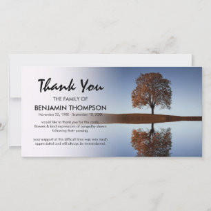 Carte De Remerciements Remerciement de funérailles de réflexion d'arbre c