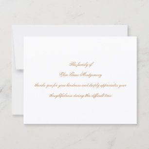 Carte De Remerciements Remerciement de funérailles élégant Taupe Script