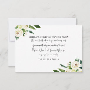 Carte De Remerciements Remerciement de funérailles florales blanches
