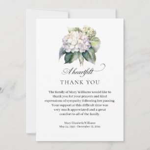Carte De Remerciements Remerciement de funérailles florales d'hortensia é