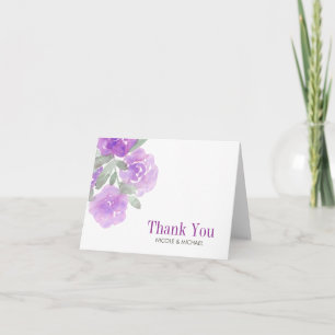 Carte De Remerciements Remerciement de jardin floral aquarelle violet