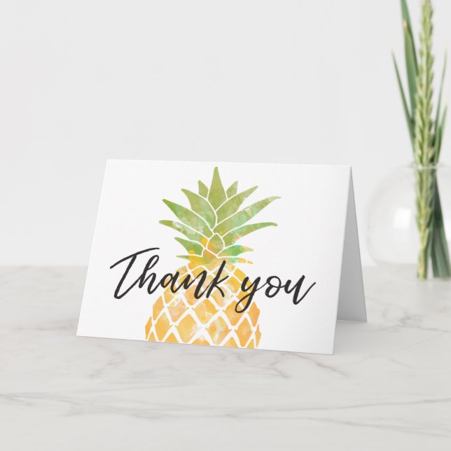 Carte De Remerciements Remerciement de l'ananas tropical à l'aquarelle (Devant)