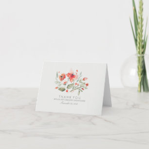 Carte De Remerciements Remerciement de mariage à l'aquarelle élégante flo