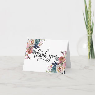 Carte De Remerciements Remerciement de mariage à l'aquarelle Rose Poussié