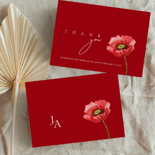 Carte De Remerciements Remerciement de mariage à monogramme Coquelicot Ro