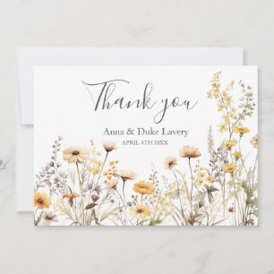 Carte De Remerciements Remerciement de mariage aux fleurs sauvages