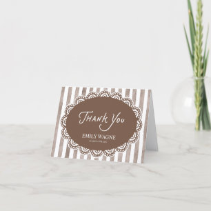 Carte De Remerciements Remerciement de Mariage avec Dentelle Marron