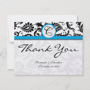 Carte De Remerciements Remerciement de mariage avec garniture en aquamari