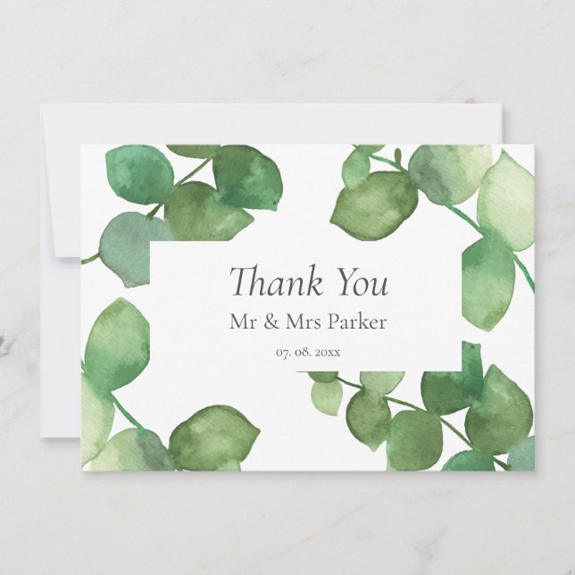 Carte De Remerciements Remerciement de mariage Boho Greenery Eucalyptus (Devant)