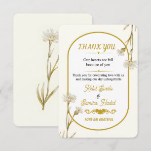 Carte De Remerciements Remerciement de mariage botanique or minimaliste