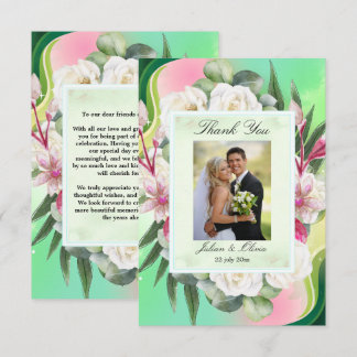 Carte De Remerciements Remerciement de mariage botanique vert menthe et r