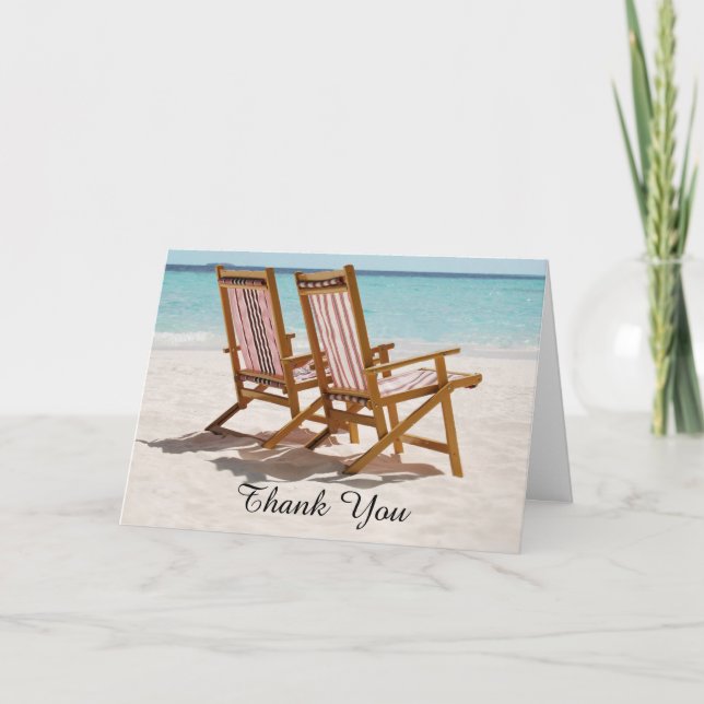 Carte De Remerciements Remerciement de mariage Chaises de Plage (Devant)