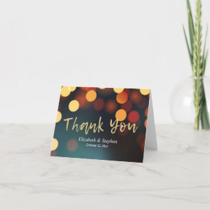 Carte De Remerciements Remerciement de mariage Chic Teal Gold Bokeh Light