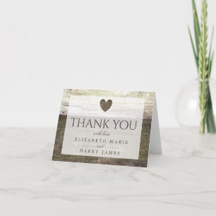Carte De Remerciements Remerciement de mariage Country Wood Heart
