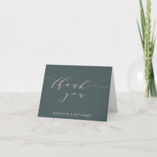 Carte De Remerciements Remerciement de mariage couple écriture Blush Vert
