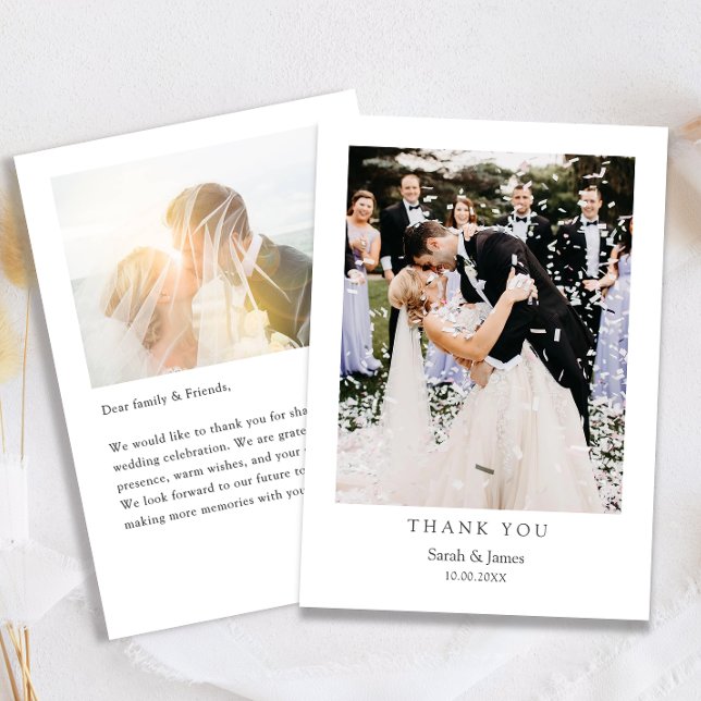 Carte De Remerciements Remerciement de mariage de photo simple moderne (Créateur téléchargé)