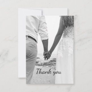 Carte De Remerciements Remerciement de mariage de plage en noir et blanc