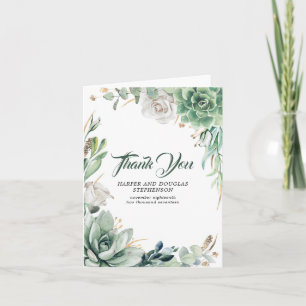 Carte De Remerciements Remerciement de mariage de verdure et d'or