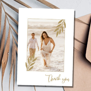 Carte De Remerciements Remerciement de mariage élégant avec photo sur feu