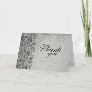 Carte De Remerciements Remerciement de mariage élégant en damas noir arge