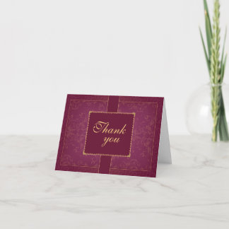 Carte De Remerciements Remerciement de mariage élégant framboise foncé et