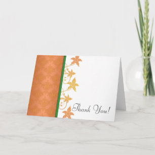 Carte De Remerciements Remerciement de mariage en damas floral orange et