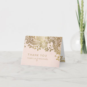 Carte De Remerciements Remerciement de mariage en dentelle élégante vinta