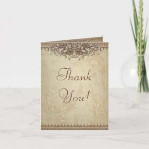 Carte De Remerciements Remerciement de mariage en dentelle vintage beige