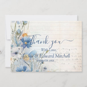 Carte De Remerciements Remerciement de mariage Fleur sauvage Bleu poussié