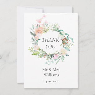Carte De Remerciements Remerciement de mariage floral à l'aquarelle