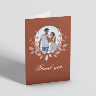 Carte De Remerciements Remerciement de mariage floral à monogramme en ter