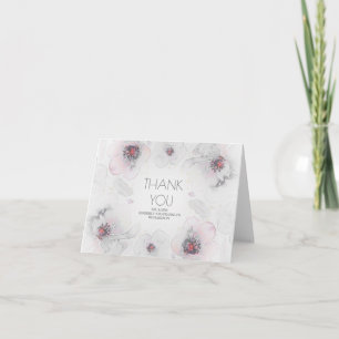 Carte De Remerciements Remerciement de mariage floral aquarelle boho gris