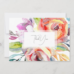 Carte De Remerciements Remerciement de mariage floral aquarelle coloré
