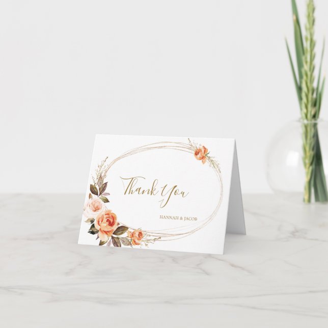 Carte De Remerciements Remerciement de mariage floral automnal bohème ora (Devant)