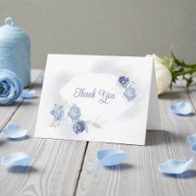 Remerciement de mariage floral bleu clair aquarell