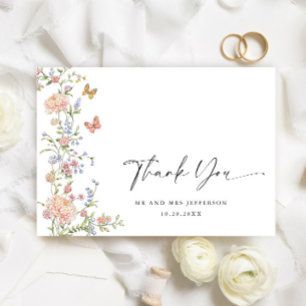 Carte De Remerciements Remerciement de mariage floral rose pastel grâce o