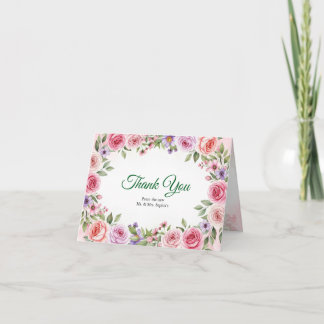 Carte De Remerciements Remerciement de mariage floral rose pêche de la Sa
